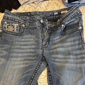 Miss Me Women's Distressed Blue Cropped Jeans